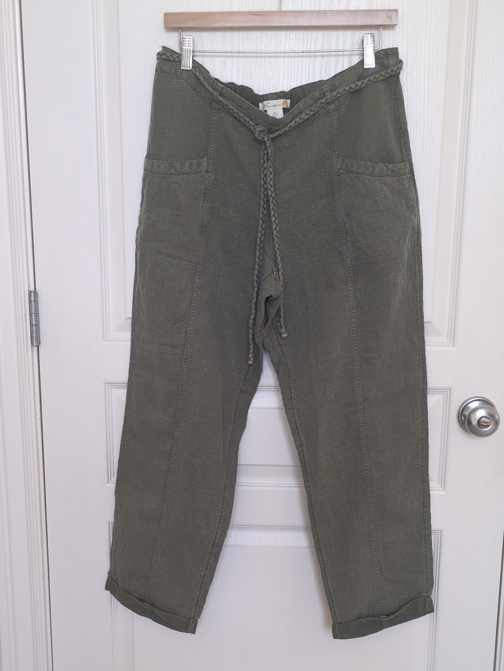 C&C California Olive Braided Belt Linen Pants
